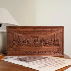 Last Supper wooden Jesus plaque handmade 19.7 inch long