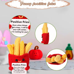 Red wool crochet fries plush for gifting and decor