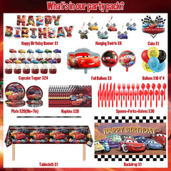 Backdrop and tablecloth from Birthday Decorations set
