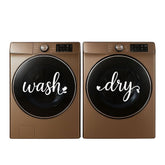Laundry Room Decor Wash Dry vinyl decals set of 2 white 14x9 for washers and dryers