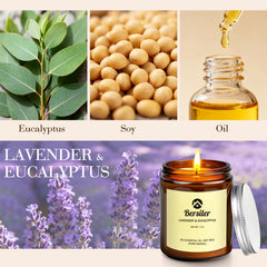 Lavender Eucalyptus candle in amber glass jar