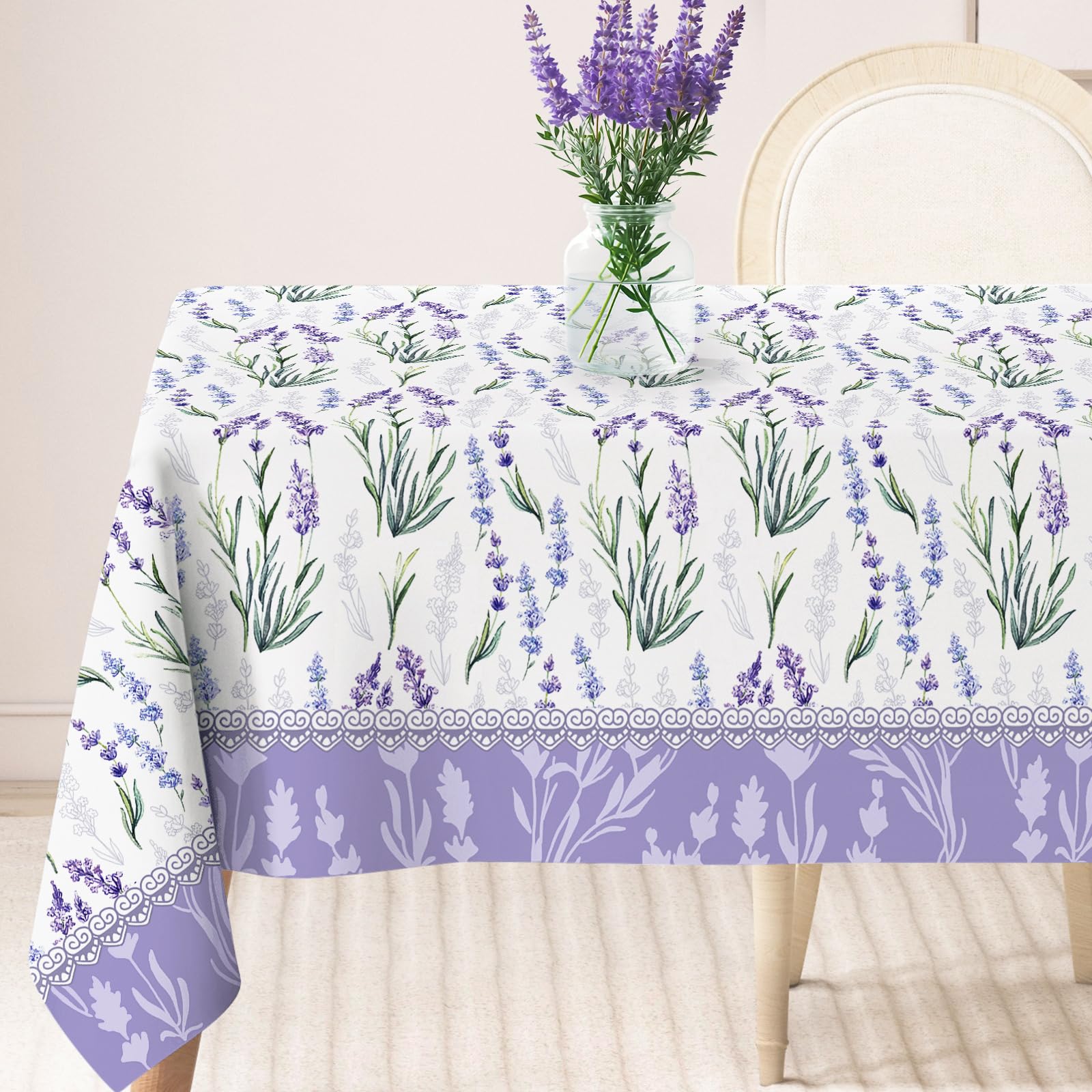 lavender flower tablecloth 60x104 on dining table