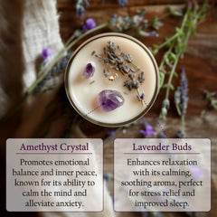 5oz amethyst crystal lavender scented candle for relaxation