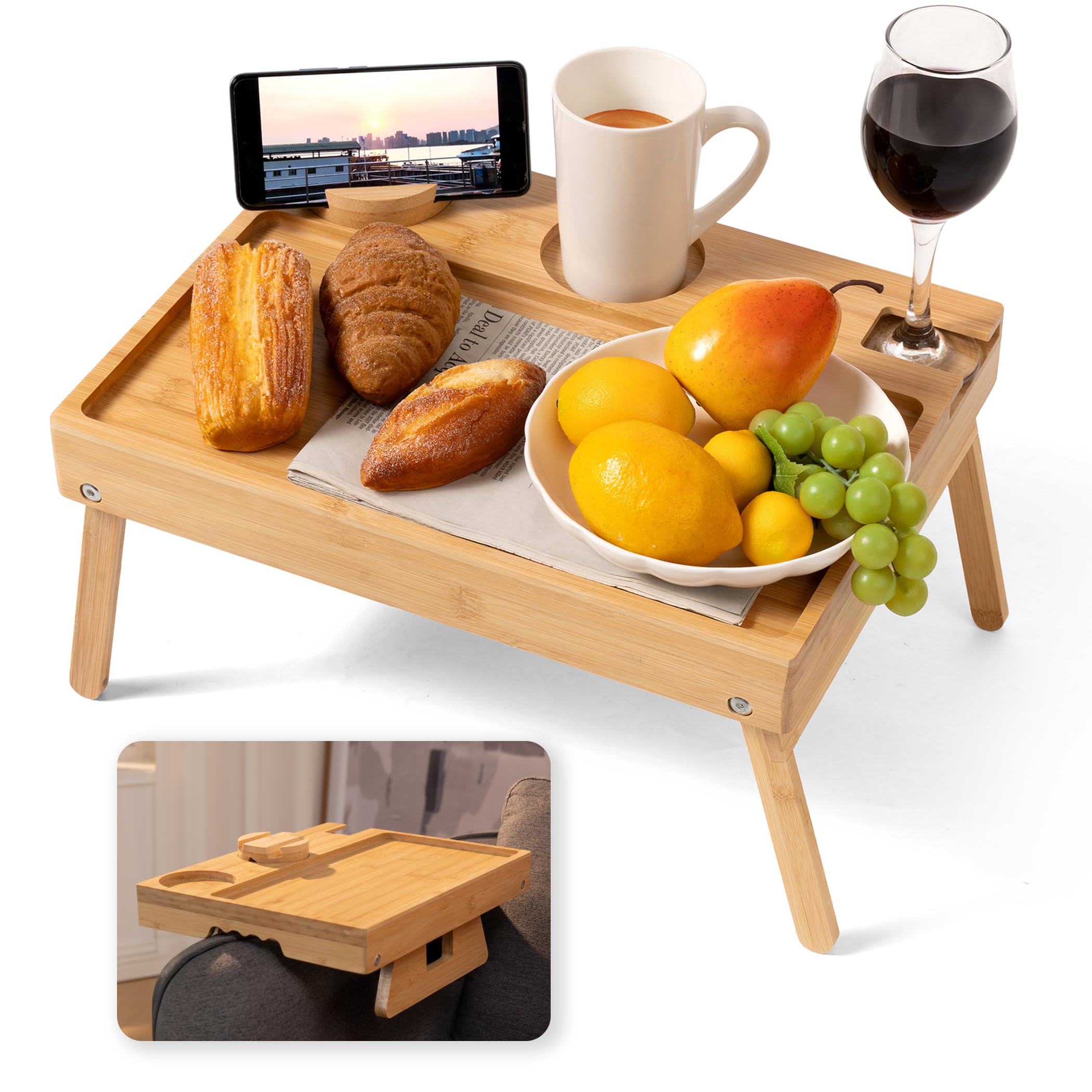 Lavievert bed and sofa arm tray on a couch arm