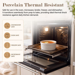 Oven safe Layhit porcelain souffle dish white