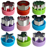 LBUQSVF 9 piece mini fruit vegetable cookie cutters set for kids with BPA-free covers