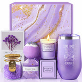 LE CADEAU lavender spa gift basket set branding and model