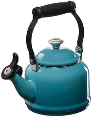 Enamel on steel kettle and stoneware mugs Caribbean set