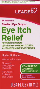 LEADER Sterile Eye Drops bottle 0.34 oz for eye allergy relief