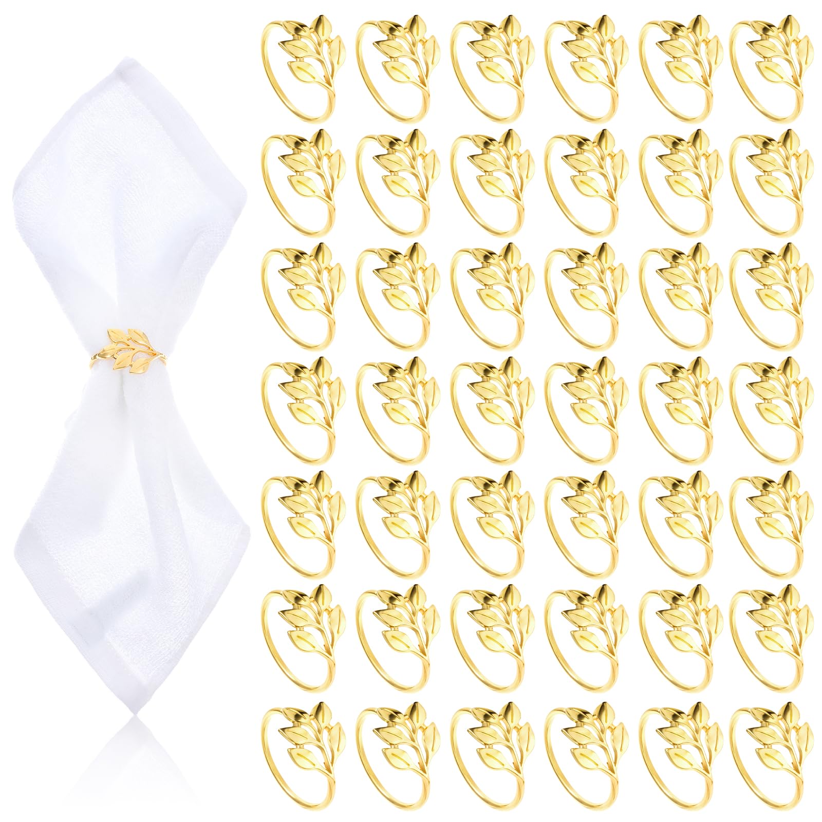 Leaf napkin rings gold metal dining accessory