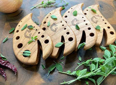 Cherry hardwood herb stripper kitchen tool