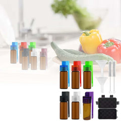 Leak-proof lids on mini salt pepper shakers with spoon