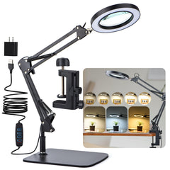 LED Magnifying Desk Lamp with Stand and Clamp magnifier close up