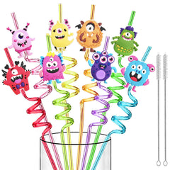 LEDUO reusable monster drinking straws 24pcs set