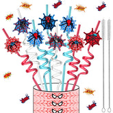 LEDUO spider web drinking straws 24pcs for kids party