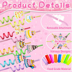 Swirly cake straw designs slide along LEDUO straws