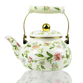 Leebright floral enamel tea kettle front view 2.5L capacity