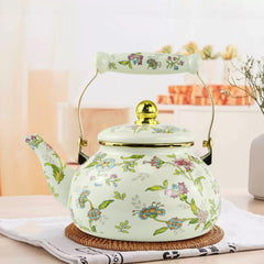 Leebright floral enamel teapot Bohemian style kitchen decor