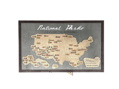 Lemap US wooden national parks travel map front view