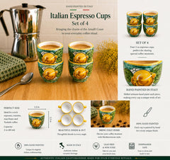 2 oz espresso cups set of 4 lemon artwork