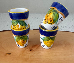 Set of 4 artisan cordial glasses for limoncello or liqueur