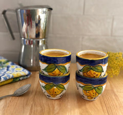 Handmade in Italy lemon design shot glasses 2 oz each
