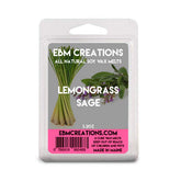 Lemongrass Sage soy wax melts in a 6 cube clamshell packaging