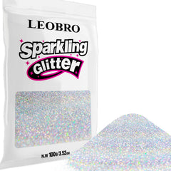 LEOBRO 100g silver glitter for crafts holographic finish