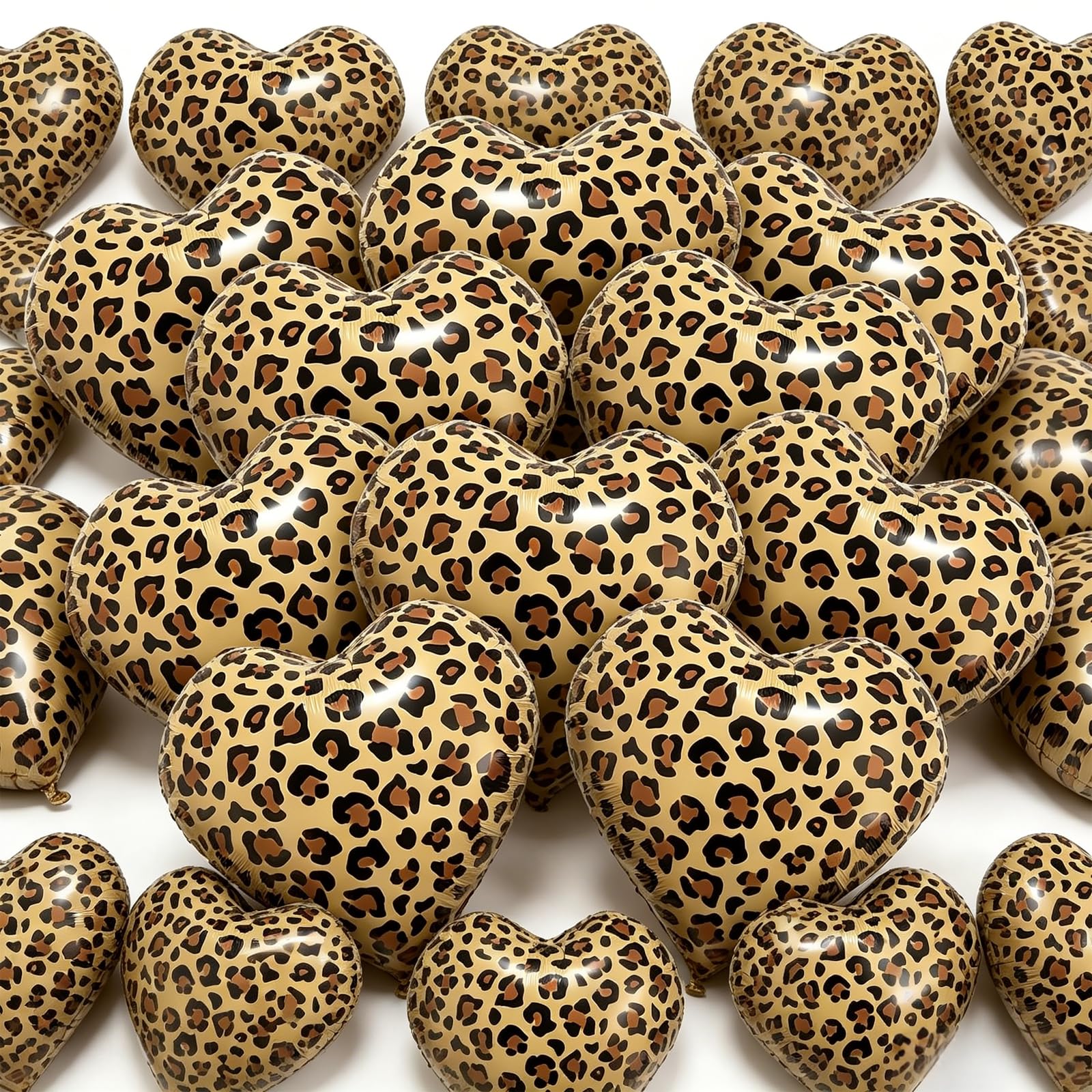 Leopard print heart balloons 18 inch 12 pack