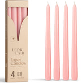 Leor & Lair light pink taper candles 4 pack packaging