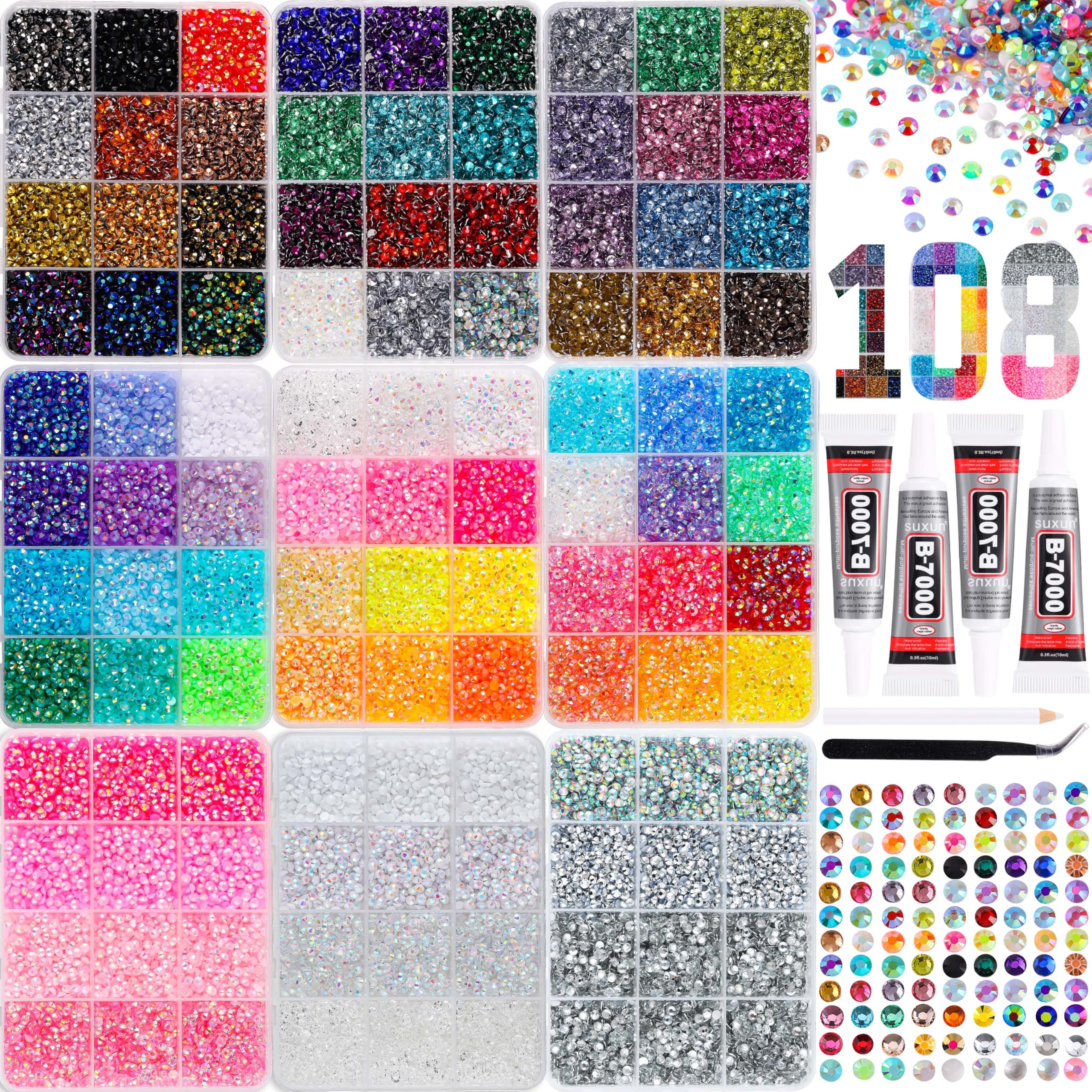 lerbou 67500pcs bedazzling kit 9 boxes with 3mm flatback rhinestones