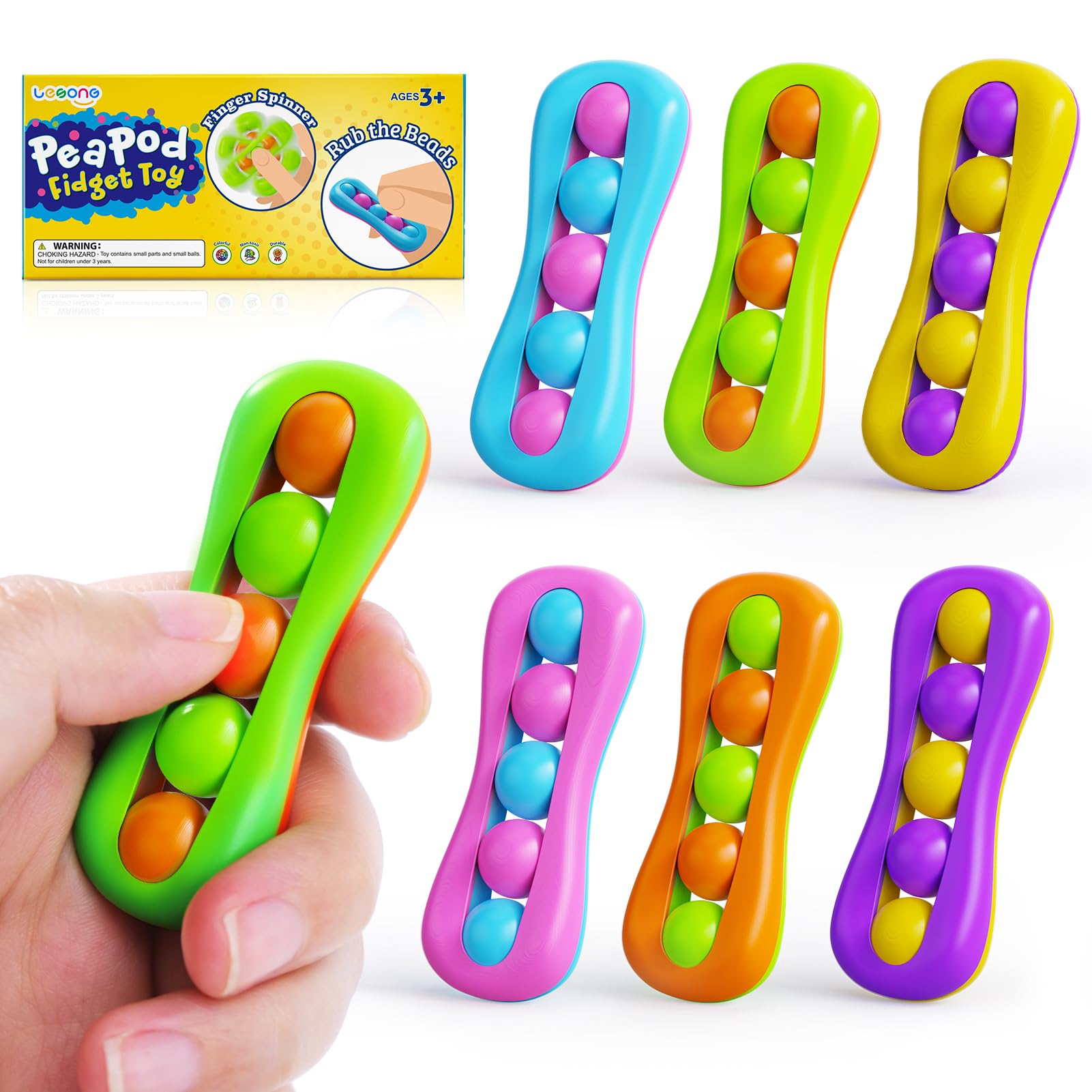 LESONG fidget sensory toys for kids six pack colorful finger spinner set