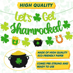 Lets Get Shamrocked Banner close up glitter green