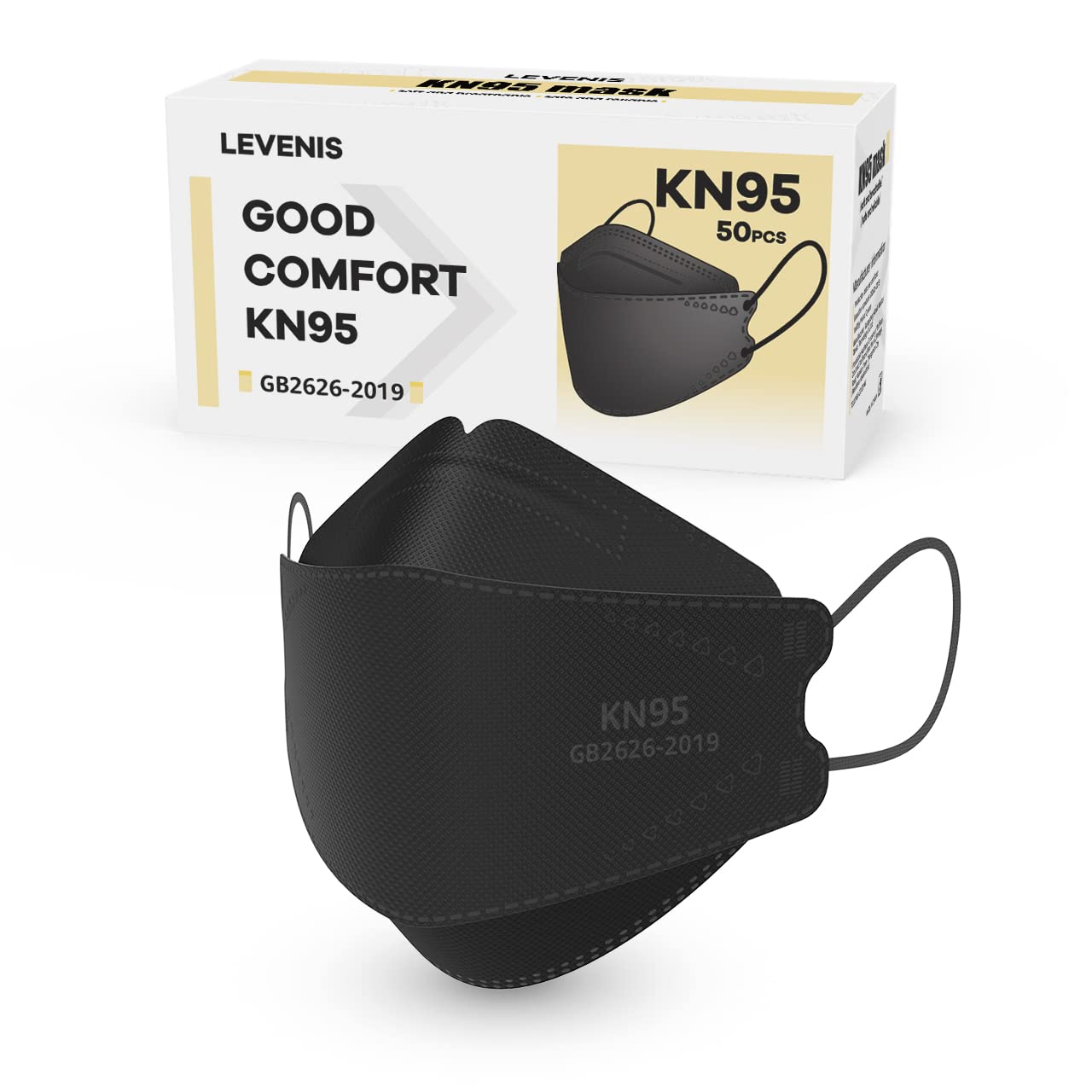 LEVENIS KN95 face masks 50-pack black