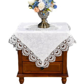levylisa lace square tablecloth 23x23 white floral embroidery