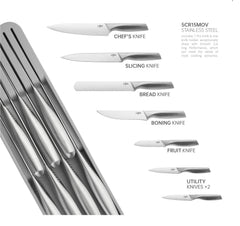Chef's knife and slicing knife from LI JIU 7 Pcs set