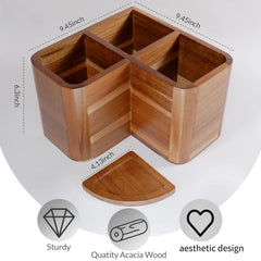 Acacia wood utensil organizer by Liberal Brightdeer