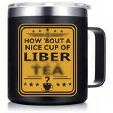 Libertea steel stainless coffee mug front view wrap around print