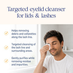 Lid debris and lash line buildup cleansing