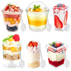 LifeisLuck 5oz and 3oz dessert cups set with lids and spoons