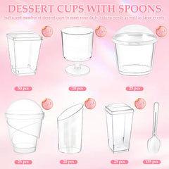 LifeisLuck 5oz dessert cups close up clear plastic
