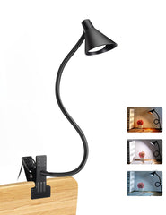 LiFMIRA clip on light USB reading lamp black clipped to desk