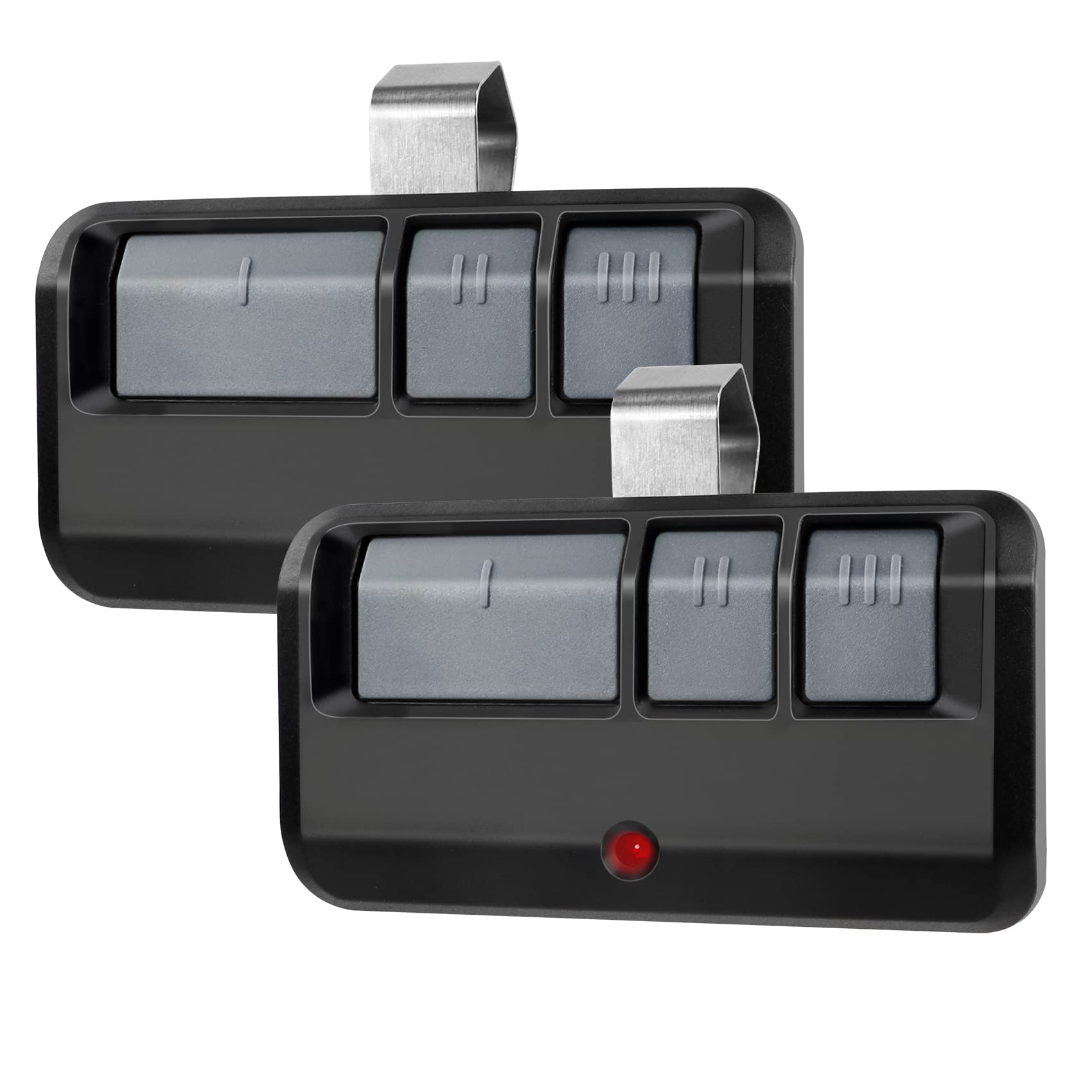 Two remotes and visor clips in package