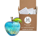 Light blue apple Murano glass ornament on tree