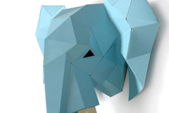 Light blue elephant papercraft ready for wall display