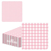 Light pink gingham scalloped paper napkins 5 inch folded