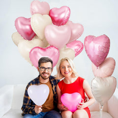 Light pink heart shaped foil balloons set