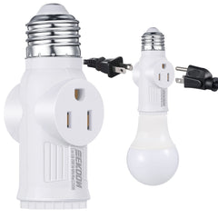Light Socket to Plug Adapter E26 white close up