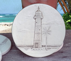Lighthouse absorbent coasters set of 4 diameter 4 3/8 inches