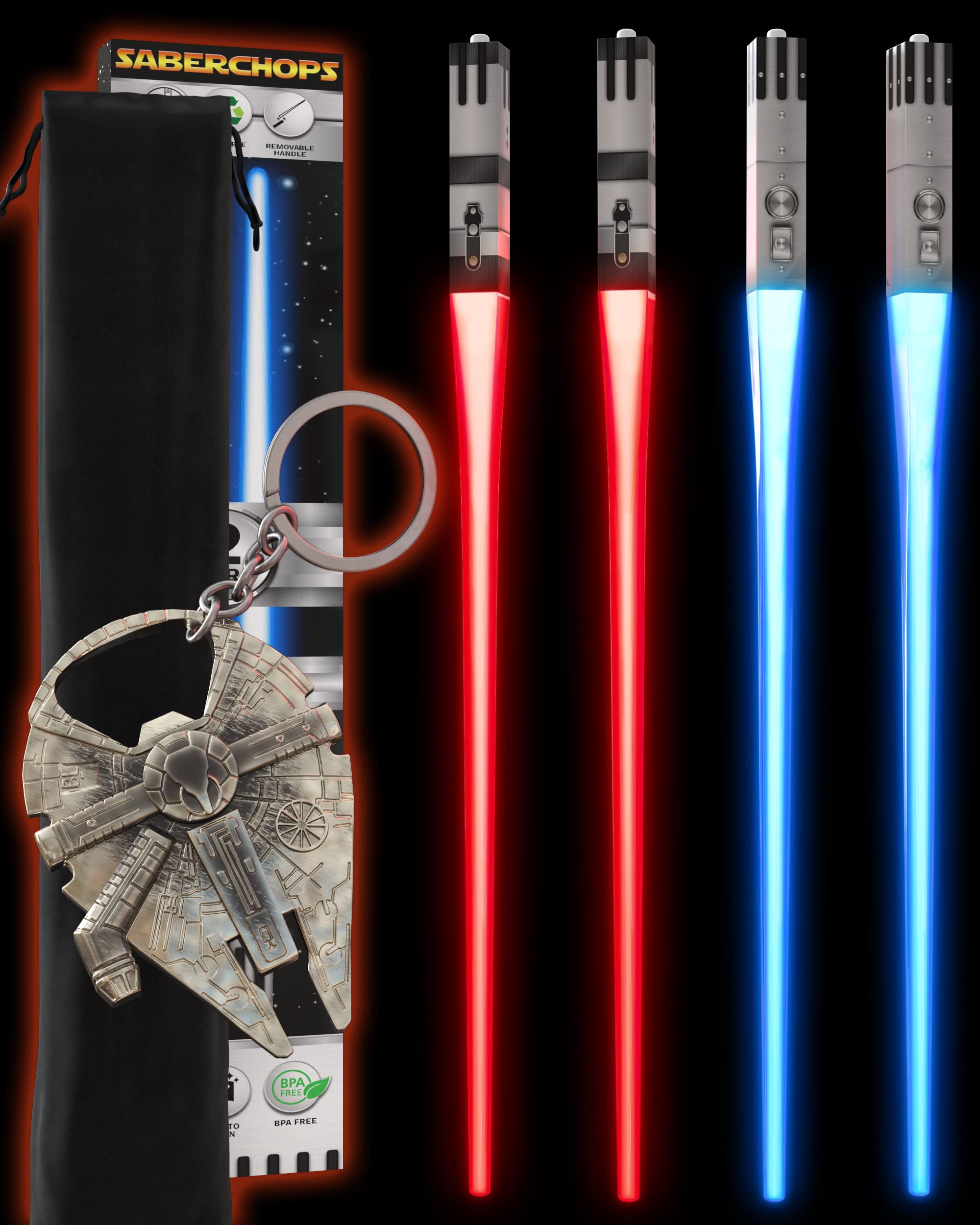 Lightsaber chopsticks red and blue pair